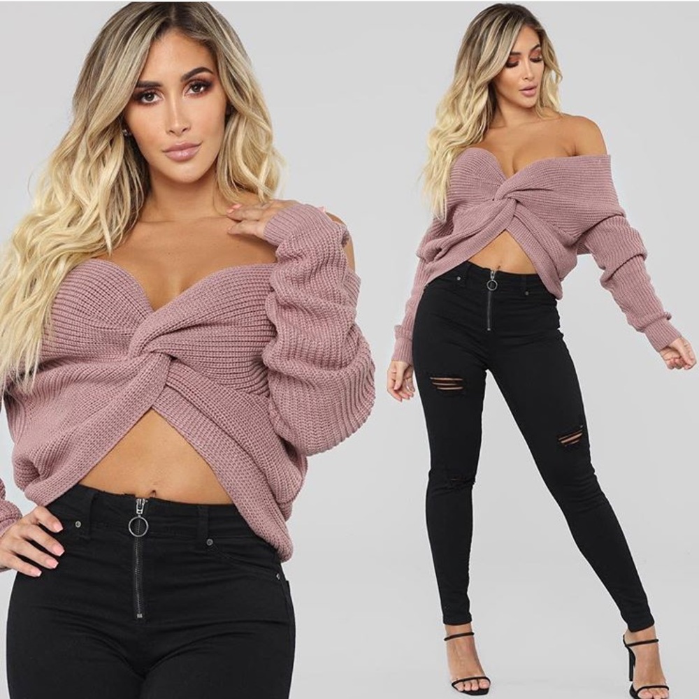 Sexy pink sweater.